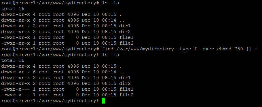 Alternative chmod files only example