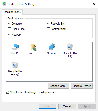 Desktop Icon settings