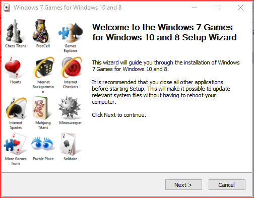 Games installer wizard