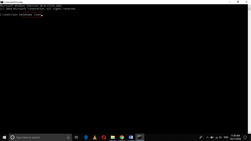 whoami /user command