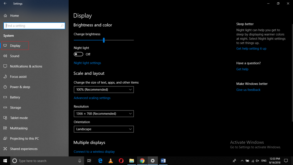 Windows 10 System Tab