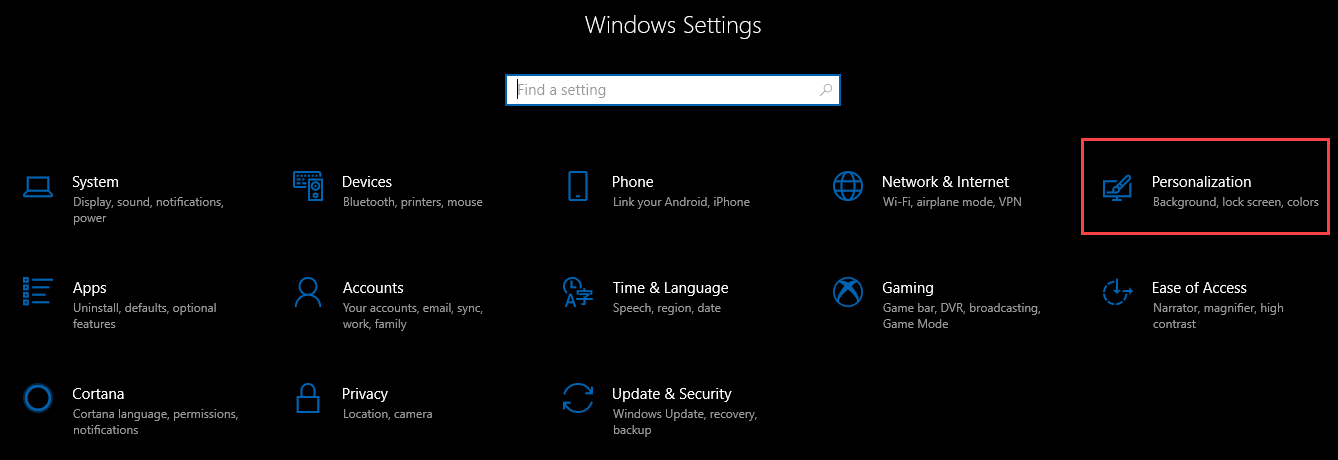 Windows settings