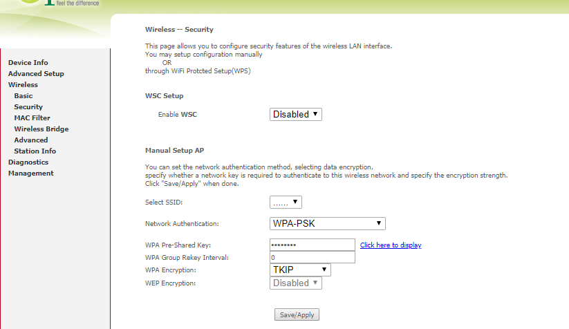 Change the Wireless network password