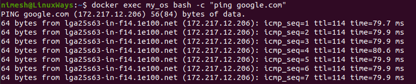 Execute command inside container