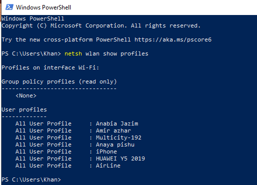 Get WiFi password via PowerShell