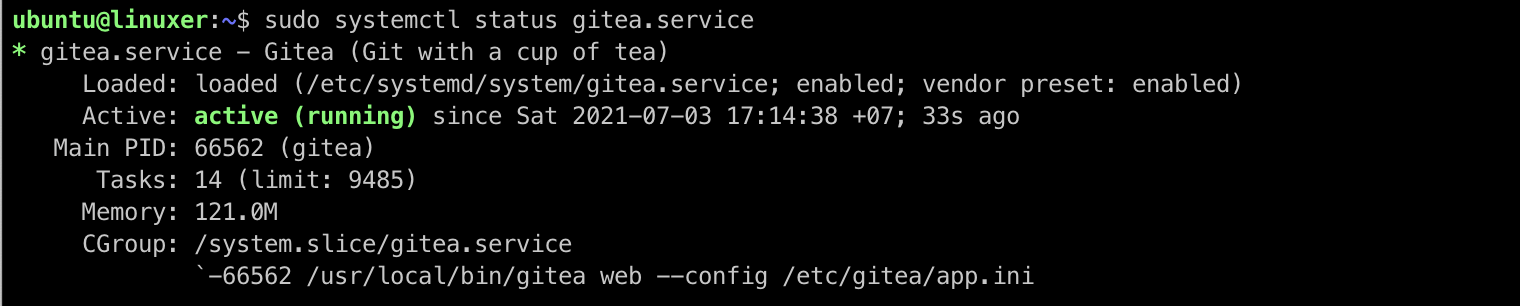 set up Gitea systemd service