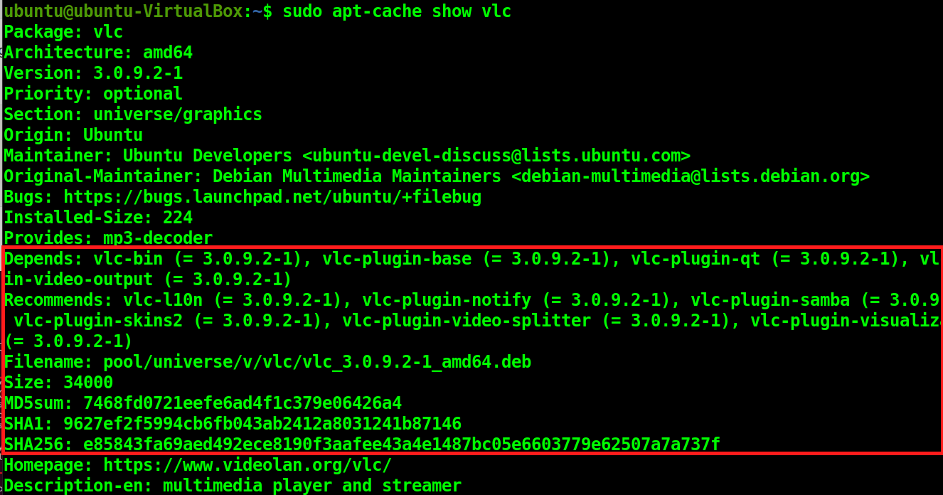 Using apt-cache show