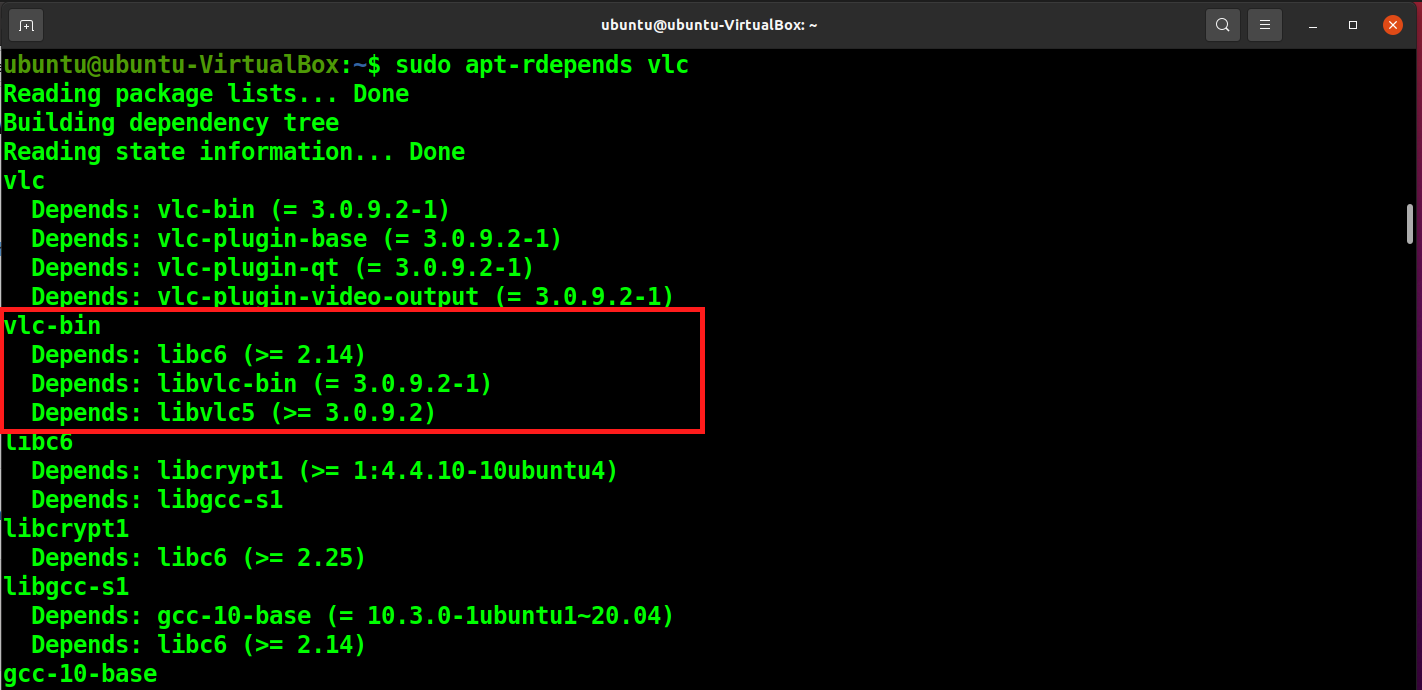 Using apt rdepends