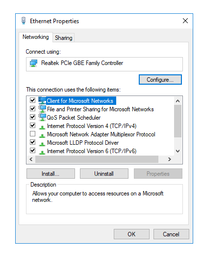 Ethernet properties