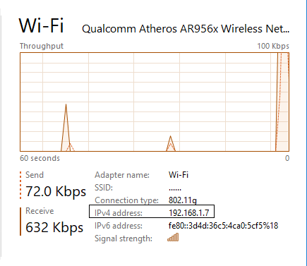 IPv4 address shown on Wi-Fi tab